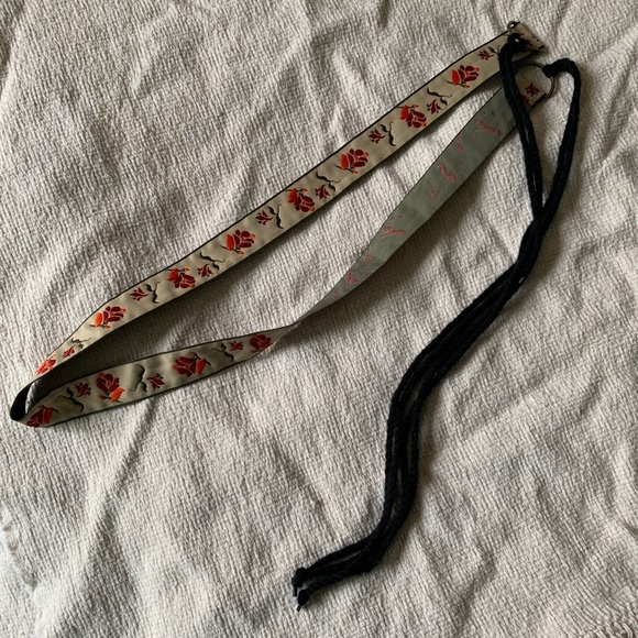 Vintage fabric tie belt with strings - Picture 2 of 4